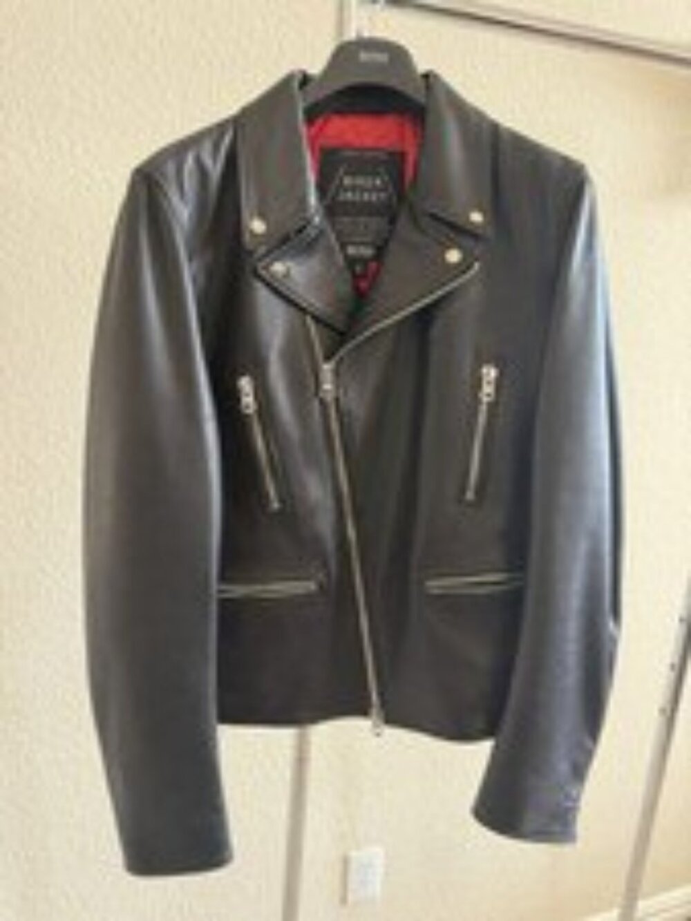 Hugo Boss - Black Leather Biker Jacket 42R